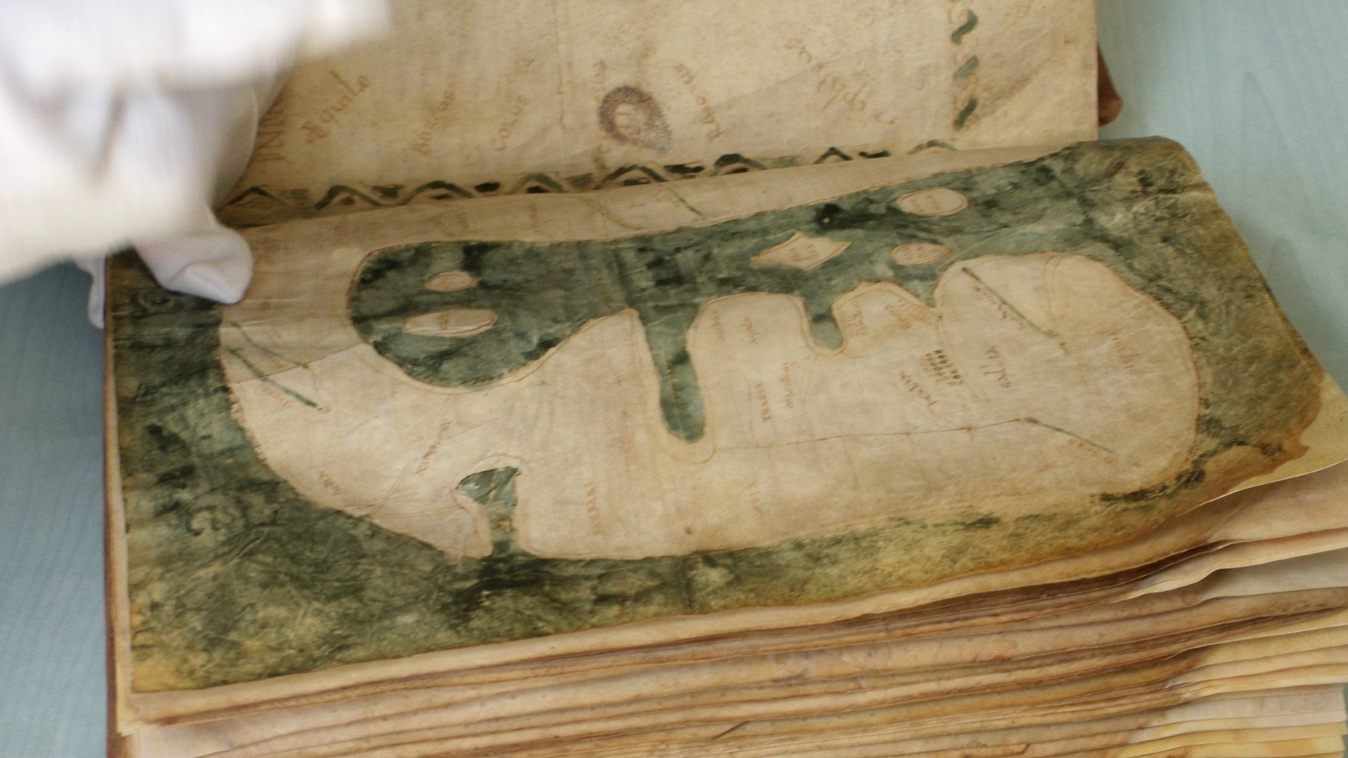 La Mappa Mundi d'Albi, carte médiévale du 8ème siècle,inscrite au registre Mémoire du Monde de l'UNESCO