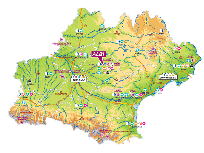 Albi en el centro de Occitania - mapa