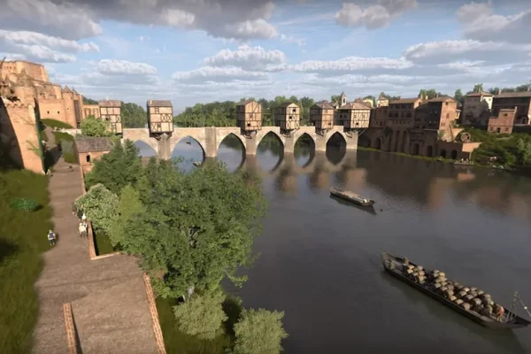 De oude brug van Albi in augmented reality met Timescope - Hier Albi in 1629