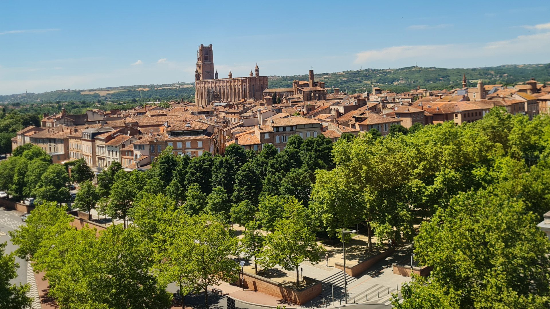 Albi panoramic view over the roofs of the historic center