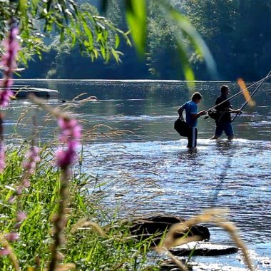 Fishing in the Tarn river in the Tarn valley