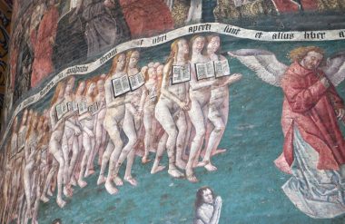 Gros plan sur les peintures du Jugement dernier, cathédrale d'Albi