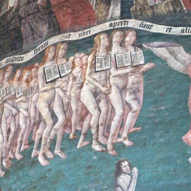 Close-up on the paintings of the Last Judgment, Albi Cathedral