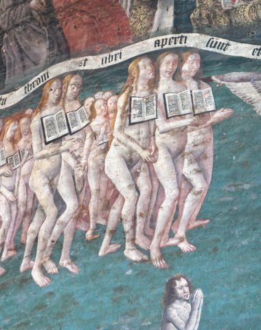 Close-up on the paintings of the Last Judgment, Albi Cathedral
