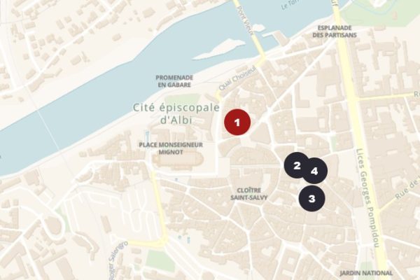 Carte interactive Albi : à voir, à faire, trouver l'Office de Tourisme d'Albi